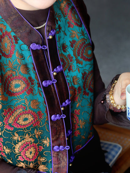 Intangible Heritage Shu Brocade Purple Frog-Button Vest – Modern Chinese Luxury by LUXE ORIENTA - Luxe Orienta CO., LIMITED