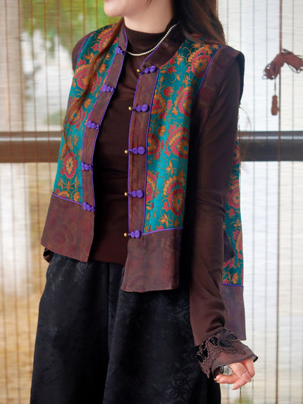 Intangible Heritage Shu Brocade Purple Frog-Button Vest – Modern Chinese Luxury by LUXE ORIENTA - Luxe Orienta CO., LIMITED