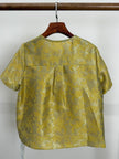 Yellow Acetate Jacquard Embroidered Chinese Blouse Back Look | Luxe Orienta 